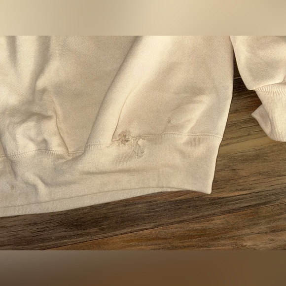 1990s Hanes Premium Weight Ivory Vintage Crew Neck Sweatshirt NOS Distressed - Picture 3 of 7